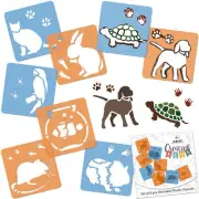 8 pcs Drawing Stencils for Kids / 15x15cm / PETS / Reusable Washable Plastic
