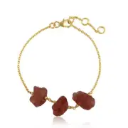 Three Rough Stone Yellow Gold Plated Chain Bracelet With Sun Stone Daughter Gift