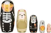Halloween Stacking Dolls with Monkey Pattern Russian Stacking Dolls for Kid Five Pieces Lovely Matryoshka Dolls