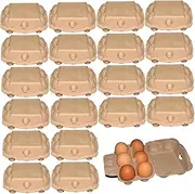Egg Cartons, 20pcs 6 Grids Paper Pulp Egg Carton with Lockable Lid, Reusable Empty Eggs Cartons for Storage, Delivery, Fridge, Kitchen Countertop
