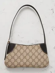 [Gucci] Gucci - Gg Emblem Mini Leather-trimmed Printed Coated-canvas Shoulder Bag - Beige - One size One size Neutrals