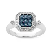 Sterling Silver 0.10ct Blue Diamond Ring