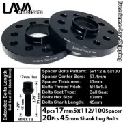 4PC 17MM THICK 5X112 & 5x100 57.1MM C.B WHEEL SPACER +14x1.5 BOLT FIT VOLKSWAGEN (for: Volkswagen)