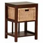 Brown Ratten One Drawer and Shelf Bedside Table, Lamp Table