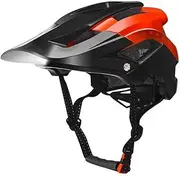 Mountain Bike Helmet/Detachable Sun Visor/Safety Front Led Lights Mountain Bike Riding Helmet Light Headlights Warning Lights Charging Night Riding,Re