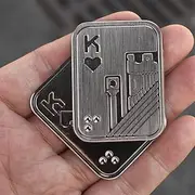STONESTAR Magnetic Metal Fidget Toys - Poker Push Card Slider Stress Relief Toy, Men’s EDC Toy Haptic Coin, Office Desk Gifts for Boyfriend and Father (Silver KK)