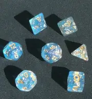Udixi Dice Blue w/gold foil dice set DnD RPG