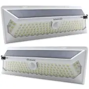 2 Pack 120 LED Solar Power Motion Sensor Wall Light Outdoor Garden Lamp White