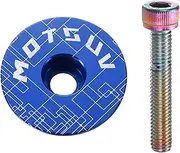 sourcing map 1 1/4" OD Bicycle Headset Stem Top Cap Aluminum Alloy Cycling Headset Cover Stem with Rainbow Color M6 Bolt for Mountain Bicycle Road Bicycle MTB, Blue