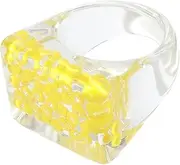 [WOFASHPURET] 2 Pcs Bead Inlaid Ring Trendy Rings Retro Acrylic Ring Exaggerated Ring Rings for Teen Girl Stylish Ring Jewelry Beaded Miss Crystal Resin