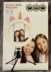 Unicorn Selfie Ring Light LED 3 Color 8in Tripod Phone Holder USB NEW In box