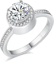[Teioa] Sterling Silver Urn Ring for Ashes Cremation Memorial Keepsake Ring with Cubic Zirconia Bereavement Keepsake Jewelry for Ashes of Loved Ones for Women