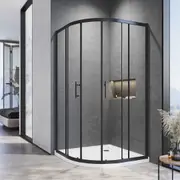 ELEGANT Corner Black Shower Enclosure with Acrylic Shower Base Sliver Shower Waste 100x100cm