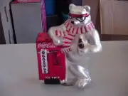 COCA COLA TABLETOP COLLECTION MERCURY GLASS POLAR BEAR BY COKE MACHINE NIB 1998