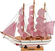 MAGICLULU Miniature Mediterranean Style Wooden Sailing Ship Decor for Home Nautical Theme for Families Random