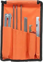 Chainsaw Sharpener File Kit Chainsaw Chain Sharpener Chain Parts Set, 5/32, 3/16, and 7/32 Inch Files, Wood Handle, Depth Gauge, and Tool Pouch for Sharpening & Filing All Chainsaws Blades