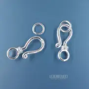 2 Sets Solid Sterling Silver Hook Eye Clasp Connector ap. 7.6mm x 21mm #44040