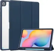[KuRoKo] Galaxy Tab S6 lite 10.4 2022/2020/2024 Case with Pen Holder- Lightweight Shockproof Cover with Clear Transparent Back Shell for Galaxy Tab S6 lite 10.4 (SM-P610/P613/P615/P619/P620)-Navy