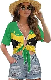 [Annejudy] Sheer Shrug for Women Tie Front Chiffon Cardigan Short Sleeves Bolero for Tank Swimsuit Beach Coverup for Summer
