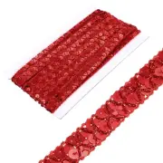 0.6 Inch x 7 Yards Sequins Trim Flat Red Sequin Ribbon Trim Strip