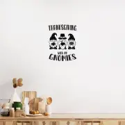 Thanksgiving Gnomies - Black 24" x 17" Wall Art Decal Vinyl Sticker