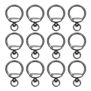 Round Spring Snap Hooks, 12Pcs Spring Swivel Ring Trigger O Rings Buckle, Black
