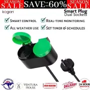 Kogan SmarterHome™ IP44 Outdoor Smart Plug Voice Command WiFi Dual Socket Outlet