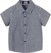 [LittleSpring] Boys Button Down Short Sleeve Dress Shirt with Bow Tie