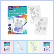 A5 Pre-Printed Watercolour Paper Pad Painting Craft Kit Botanical Sketches Ready