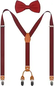 [Doloise] Suspenders Bowtie Set Men's and Women's Elastic X Band Suspenders Bowtie For Wedding Formal Events