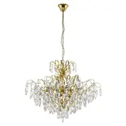 Fenoullet 1 Pendant Light 9Lt in Brass and Crystal
