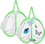 2 Pcs Transparent Butterfly Cage Enclosure Lightweight Mesh Habitat for Caterpillars and Jumping Spiders Zipper Seal for Easy Cleaning and Observation for Outdoor Use