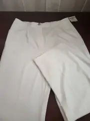 Ladies Pants size 12 White / Ivory High Rise Wide Leg Polyester Blend Anne Klein