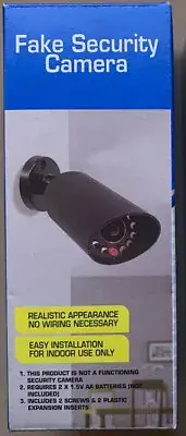 Fake Security CCTV Camera - BLACK - Dummy Camera with Flashing Red LED Light NEW