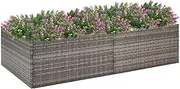 Raised Garden Bed, Elevated Planter Box Plant Container Grey 157x80x40 cm Poly Rattan