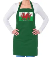 Wales Barcode Style Flag - Unisex Adult Apron - Welsh Country Flags Cymru