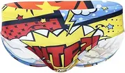 [Top Spot Apparel] Men's WTF Comics Padded Enhancing Swim Briefs, Front Removable Pad and Push-Up Cup