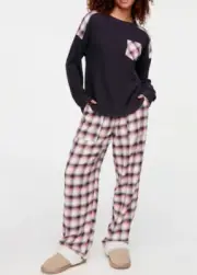 NEW PETER ALEXANDER WAFFLE TOP & BAMBOO FLANNELETTE PANTS PJ SET L RRP$159.90