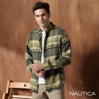 在飛比找momo購物網優惠-【NAUTICA】男裝 復古綠格紋長袖襯衫(綠)