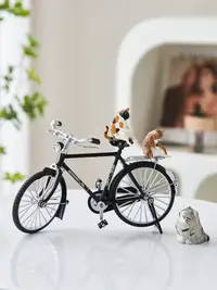 在飛比找松果購物優惠-復古迷你二八大槓自行車模型 酒櫃電視櫃創意擺件家居裝飾 (8