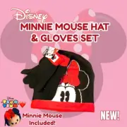 Disney Girls Minnie Mouse Winter Hat & Mitten Set. NEW! Bonus Minnie Mouse TSUM!