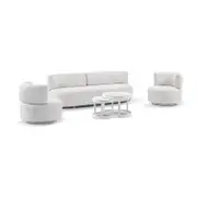 Onslow 3+1+1 Outdoor Lounge in Sunbrella with Round Coffee Table Set Sunbrella Canvas
