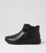 New Ziera Yumba Xw Black Metallic Leather Elastic Chelsea Boots Womens Shoes