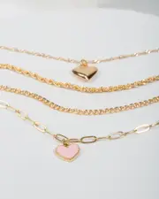 Gold Multi Pack Love Heart Charm Bracelet