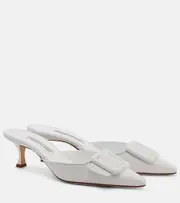 [Manolo Blahnik] Manolo Blahnik Maysale 50 leather mules AU 6 white