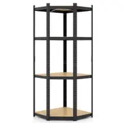 Costway 4-Tier Storage Rack Corner Display Shelves Adjustable Home Office Organiser Shelf Kitchen Garage Black 1x0.8x1.8m