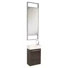 Pulito 16"Small Gray Oak Bathroom Vanity & Tall Mirror