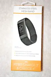 Fitbit Charge Black Stainless Steel Mesh Band for Fitbit Charge 3 and 4 NEW