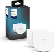 Philips Hue Wall Switch Module Twin Pack Allows Continuous Accessibility of Hue Lamps, Installation Behind Existing Wall Switches - Pack of 2 - White