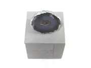 Large Cement Lidded Canister - Topped with Large Dark Grey Geode Agate